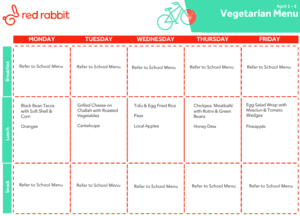 Deron School vegetarian menu 3/18-22