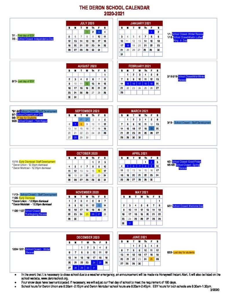 Montclair Calendar 2021 | Printable March