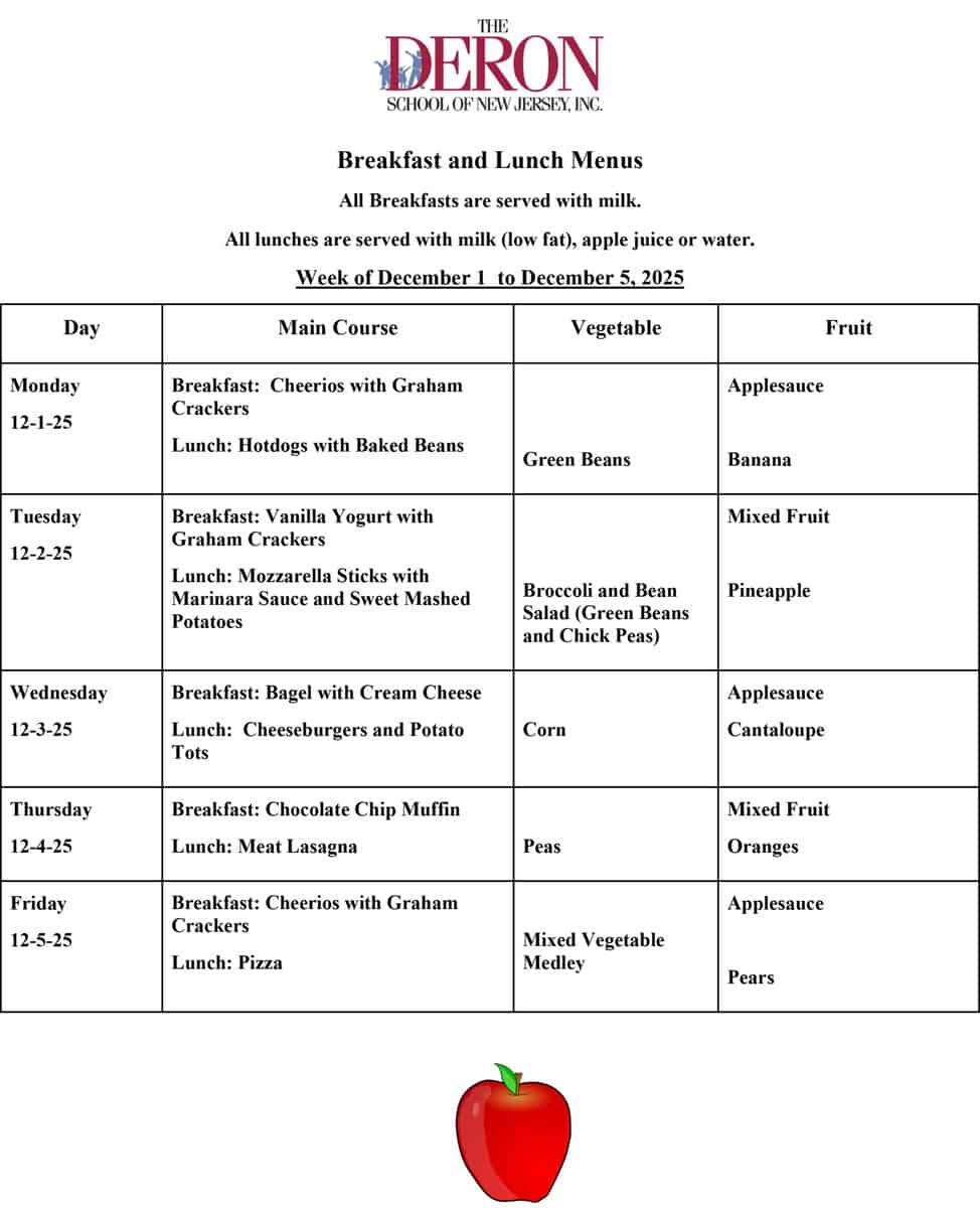 Union Breakfast and Lunch Menus for the week of December 1, 2025