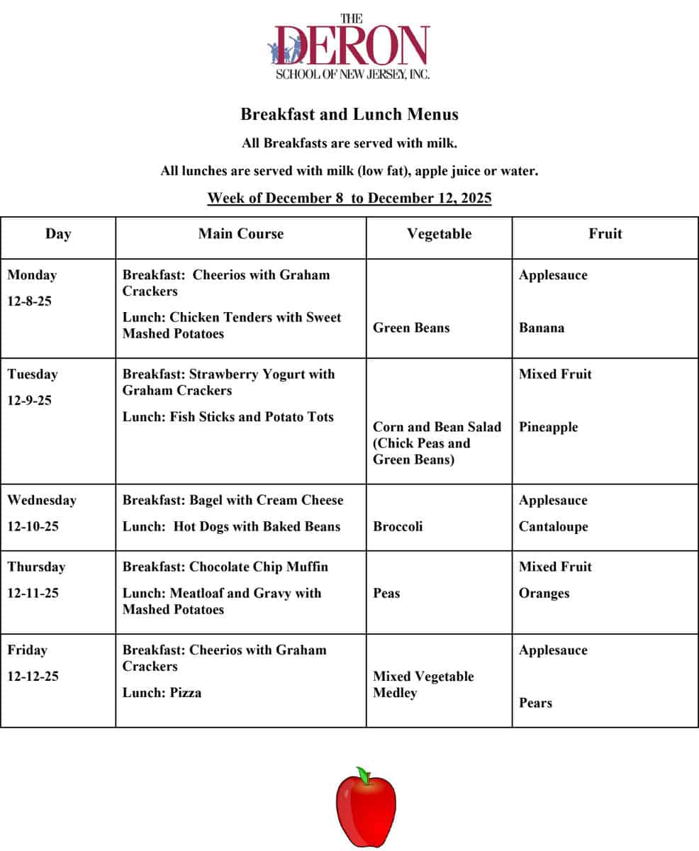 Union Breakfast and Lunch Menus for the week of December 1, 2025