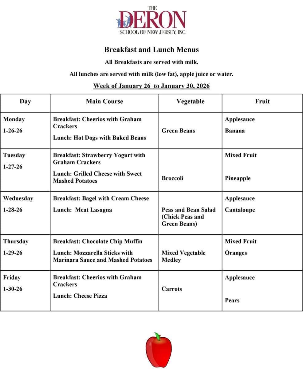 Union Breakfast and Lunch Menus for the week of January 26, 2026