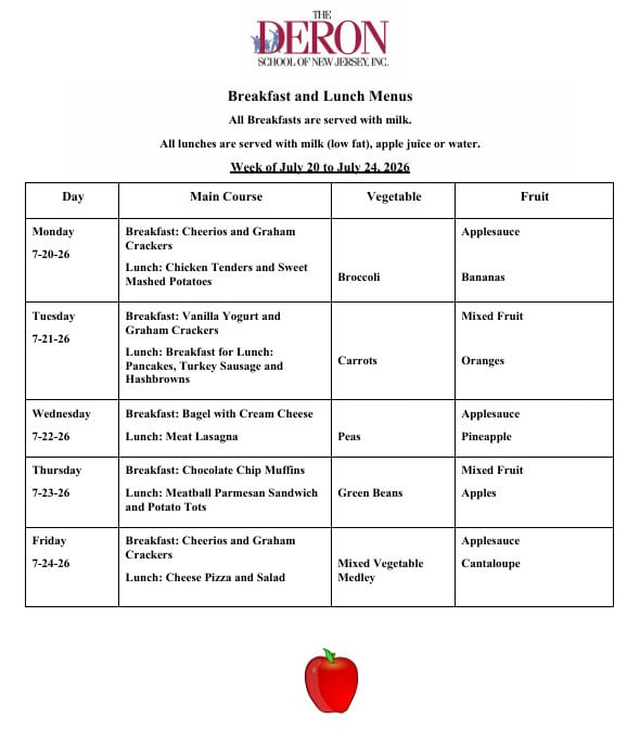 Union Breakfast and Lunch Menus for the week of June 22, 2026