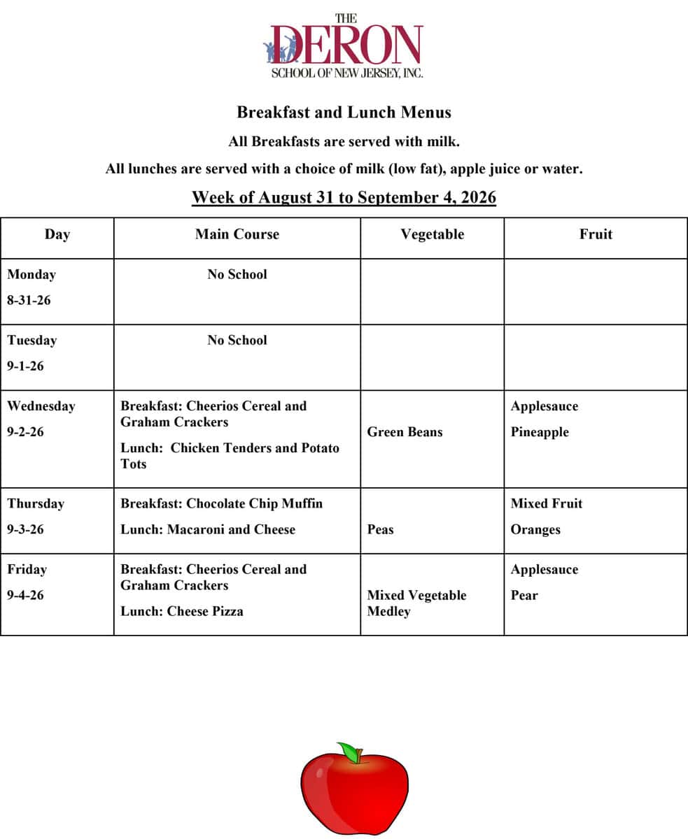 Union Breakfast and Lunch Menus for the week of July 27, 2026